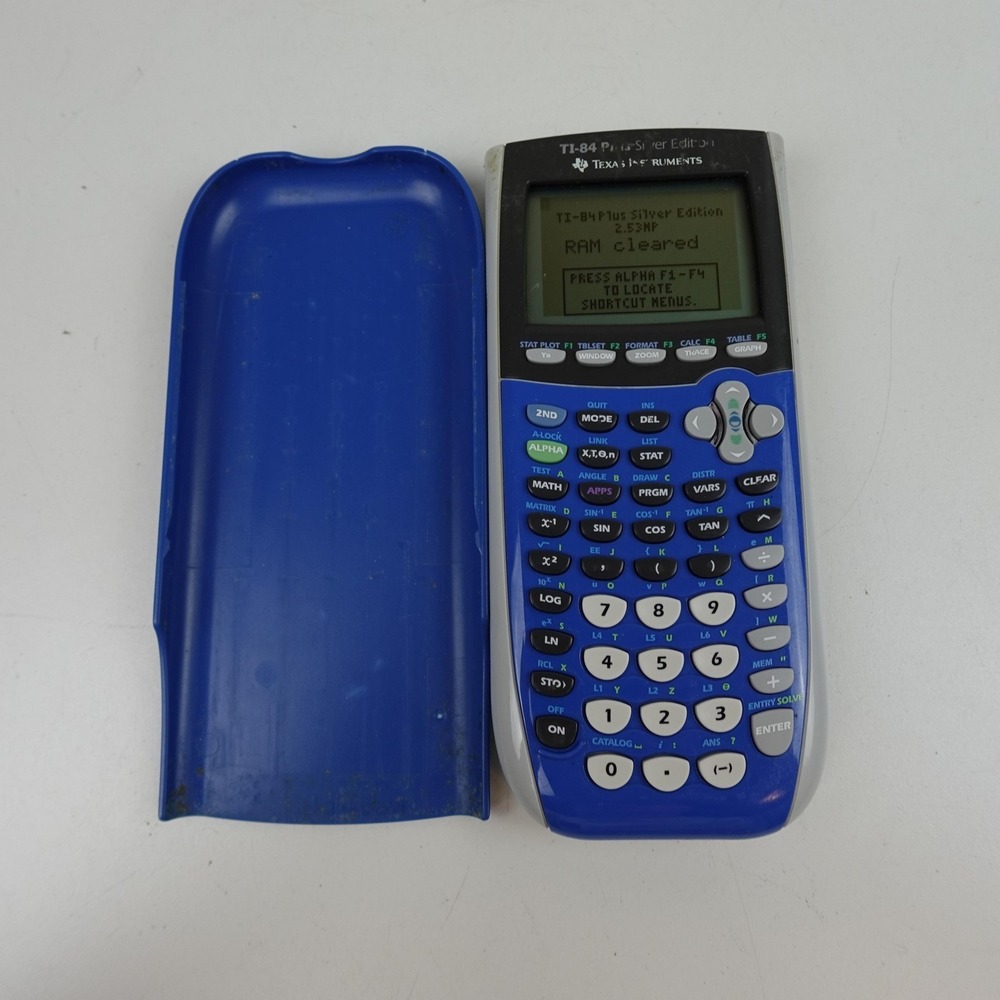 Texas Instruments TI-84 Plus Silver Edition Blue Graphing Calculator Tested